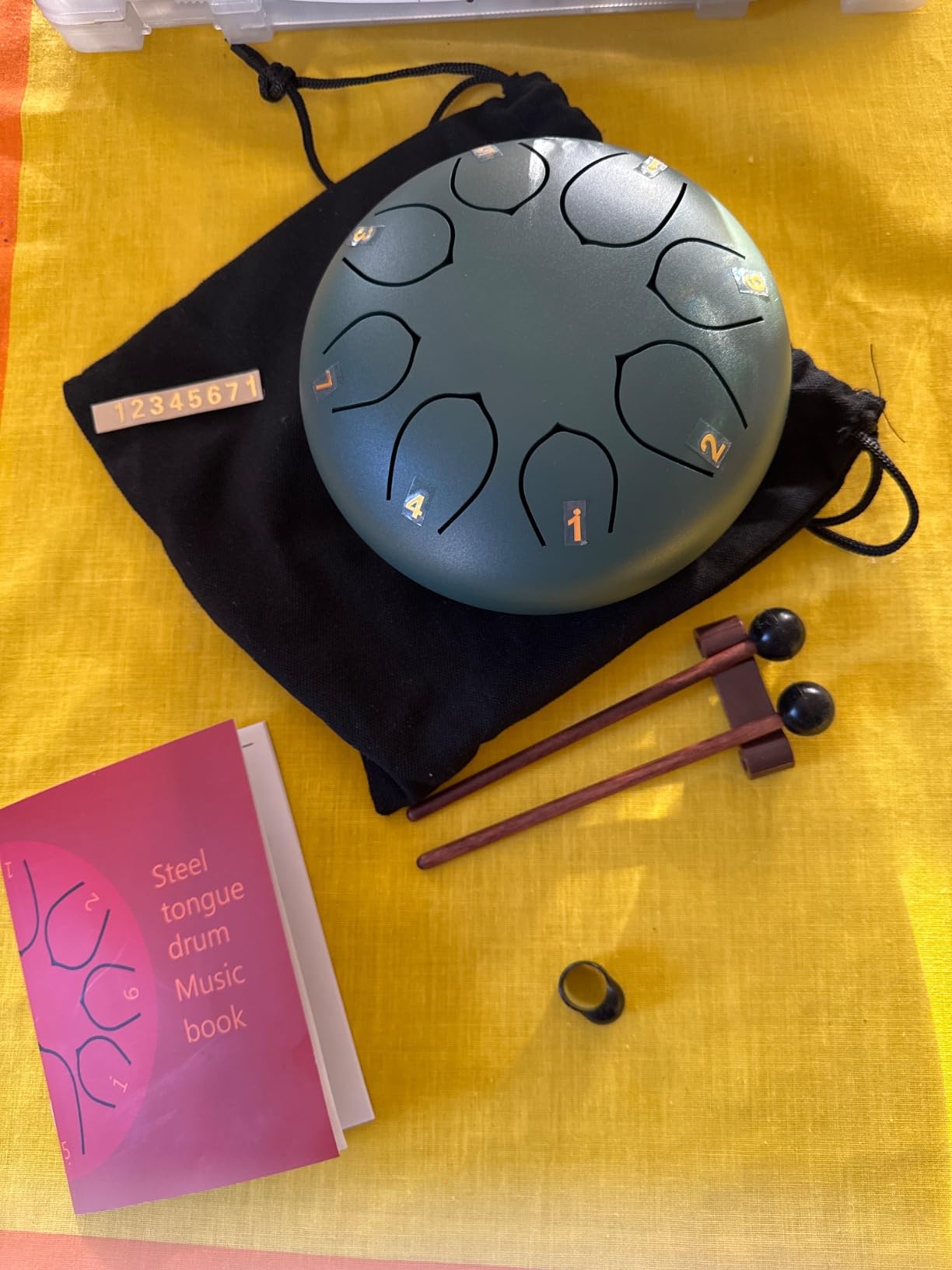 D Major Steel Tongue Drum Handpan, 12 Inch 13 Note Rain Drum for Outside Garden, Meditation Rain Chime, Musical Percussion Instrument for Adult Gift with Bag, Music Book, Drum Mallets (Star Sliver) customer photo 1