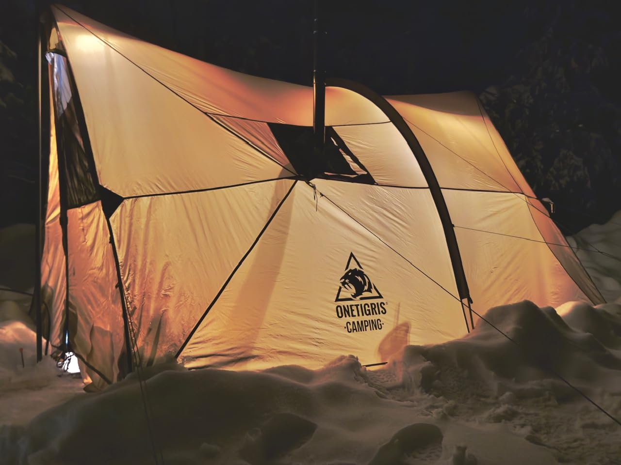 OneTigris ASH Canopy Hammock Hot Tent, Spacious Waterproof Windproof 4 Season Tent with Poles for Camping, Hiking, Bushcrafting customer photo 2