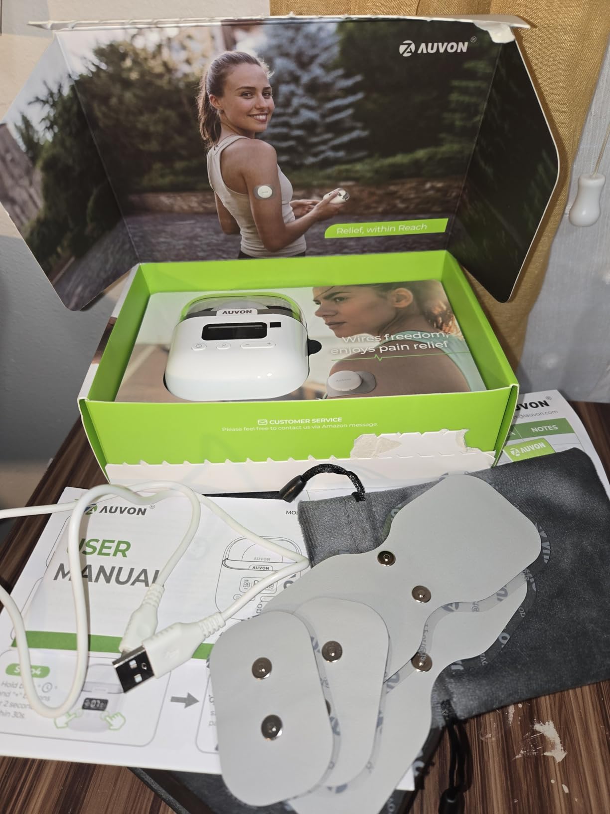 AUVON Wireless 24 Modes TENS Unit Muscle Stimulator for Pain Relief, 6 Pads | Rechargeable EMS Massager, Smart Pocket-Size TENS Machine, Drug-Free Pain Relief for Neck, Back & Shoulder, 6 Premium Pads customer photo 2
