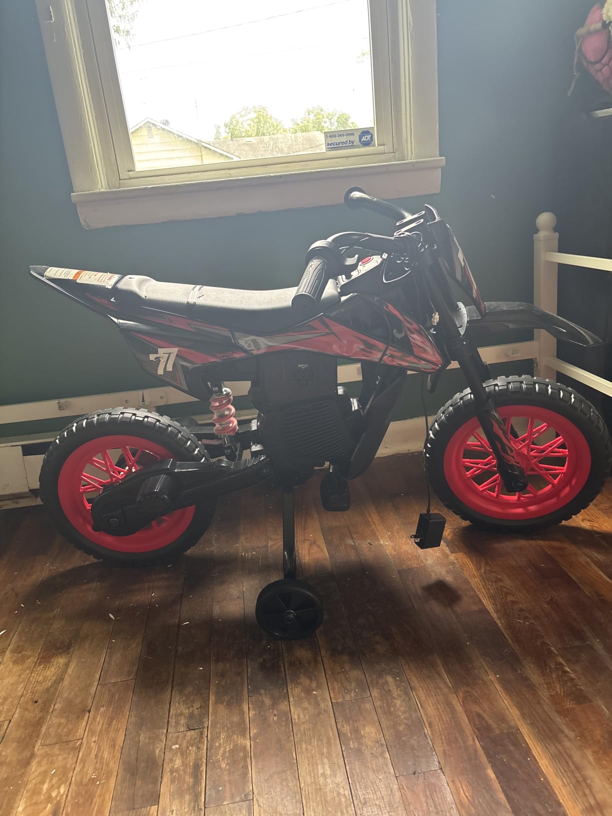 12V Electric Kids Motorcycle, Ride on Motorcycle | Twist Grip Throttle, Treaded Tires, Training Wheels, Music, 3.1mph Top Speed, Ages 37-96 Months Old, Green customer photo 2