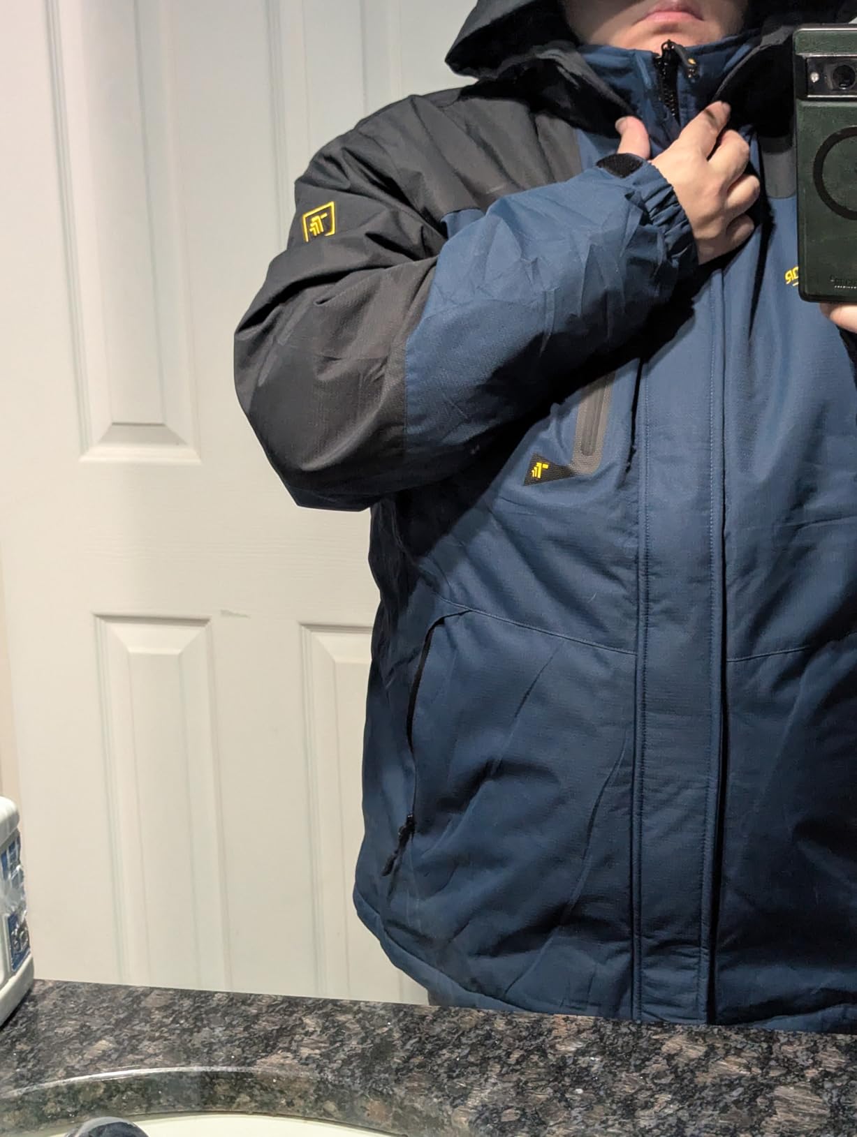 TBMPOY Men's Winter Jackets Skiing Waterproof Snow Thick Fleece Lined Hooded Utility Cold Weather Warm Outdoor Ice Work customer photo 2