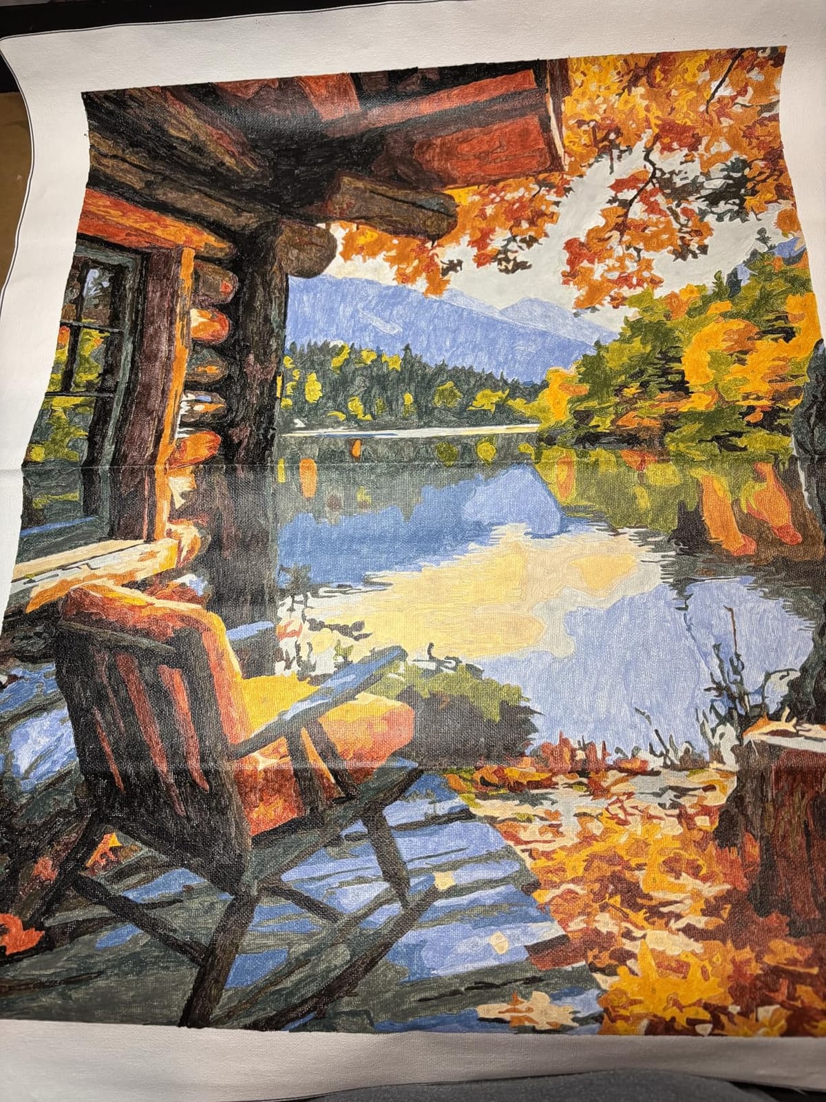 Paint by Numbers Kit for Adults, Fall Lake Cabin Number Painting Canvas Kit customer photo 1