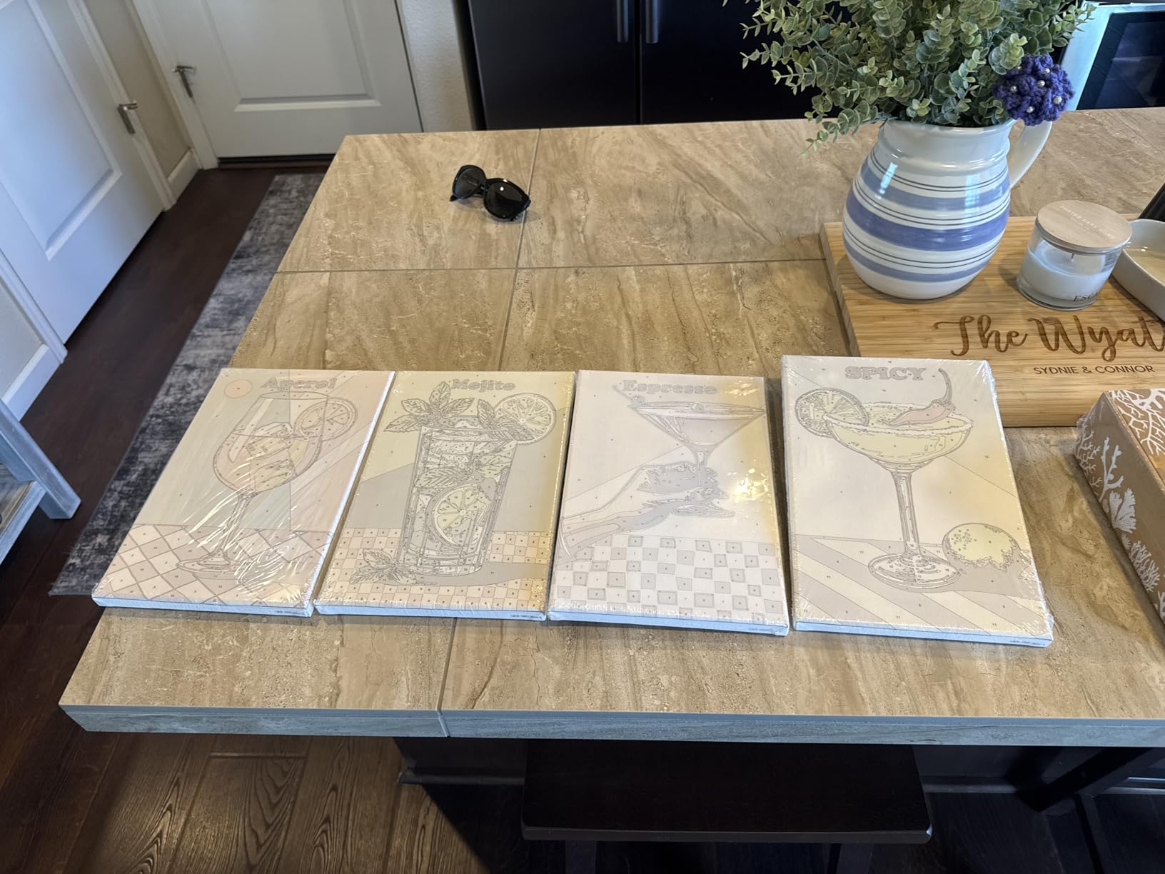 4 Pack Framed Paint by Numbers Kit for Adults with Wooden Easel, 8x12 Inch customer photo 2