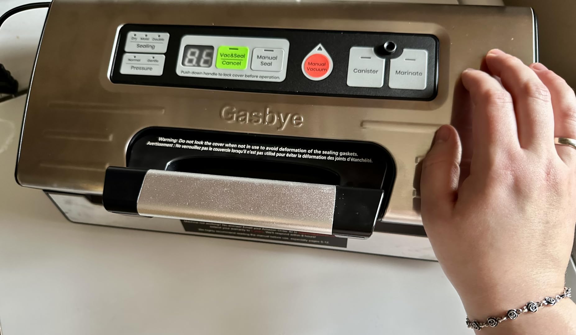 Gasbye Chamber Vacuum Sealer - 5.3QT Large Chamber, Replaceable 11.5