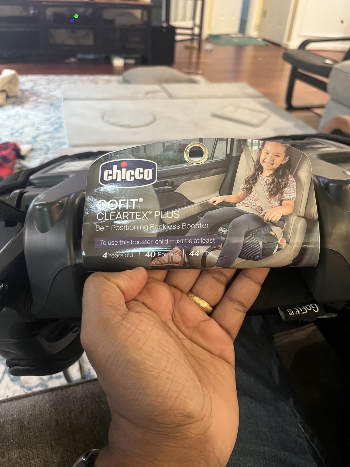 Chicco GoFit ClearTex Plus Backless Booster Car Seat with Latch, Obsidian/Black customer photo 1
