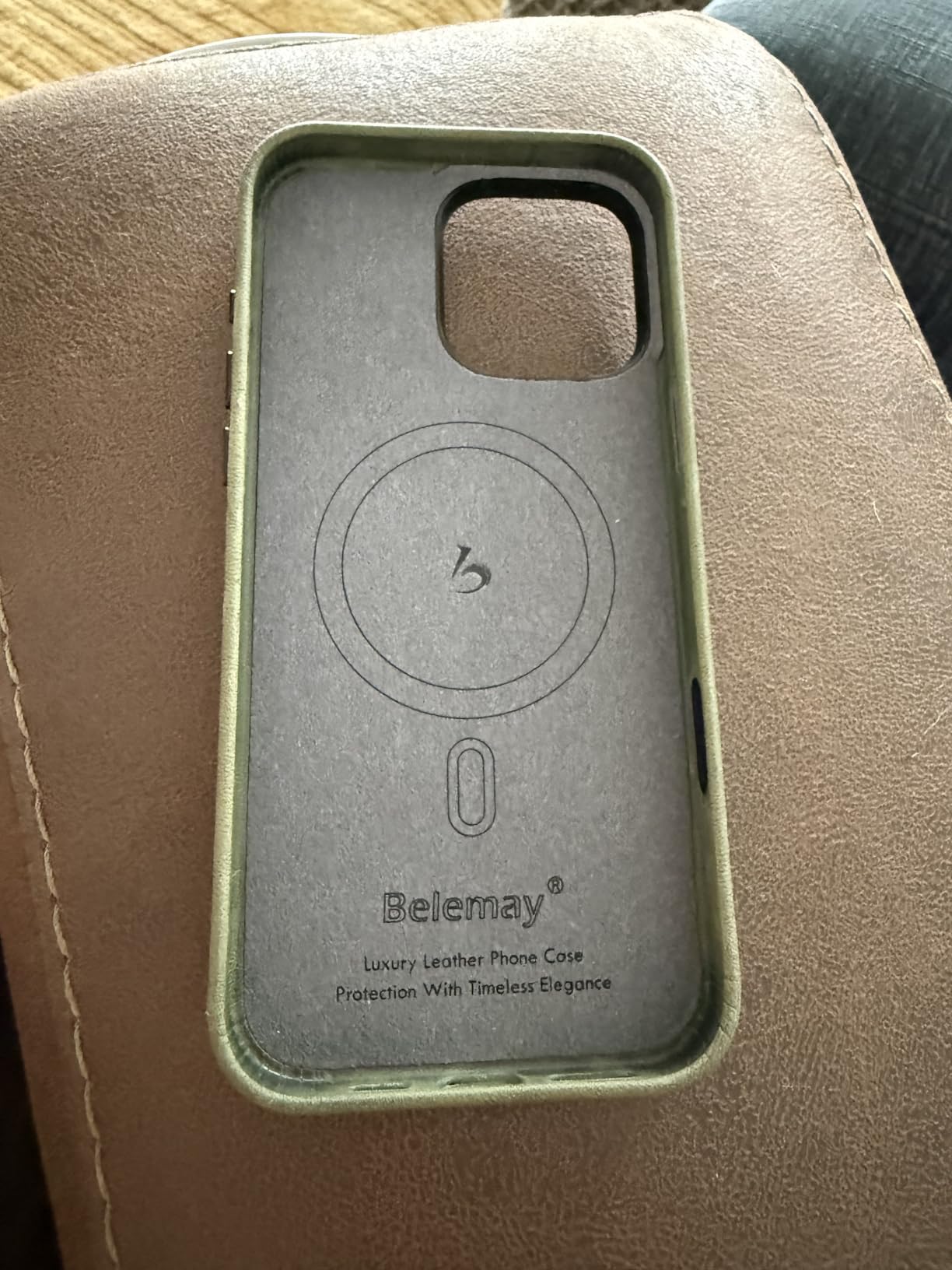 Belemay Crazy Horse Leather Case for iPhone 16, Compatible with MagSafe | Full-Grain Waxed Pull-Up Leather, Unique Patina, Warm Touch, Camera Control Button, Metal Buttons, Handcrafted, Vintage Brown customer photo 1