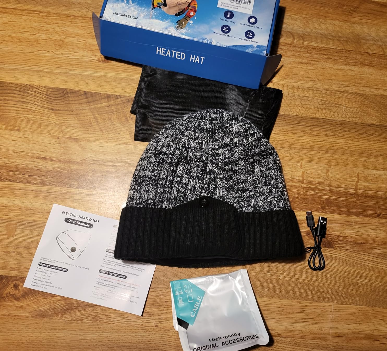 Electric Heated Beanie Hat Cap with Rechargeable 7.4V Long-Lasting Battery Warm Winter Anti-Freeze Outdoor for Men Women customer photo 1