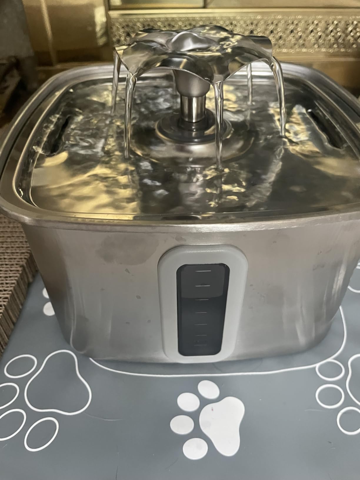 Veken Innovation Award Winner Stainless Steel Cat Water Fountain, 108oz/3.2L Automatic Pet Fountain Dog Water Dispenser with 3 Replacement Filters & Silicone Mat, Gifts for Cats, Dogs (Silver) customer photo 1