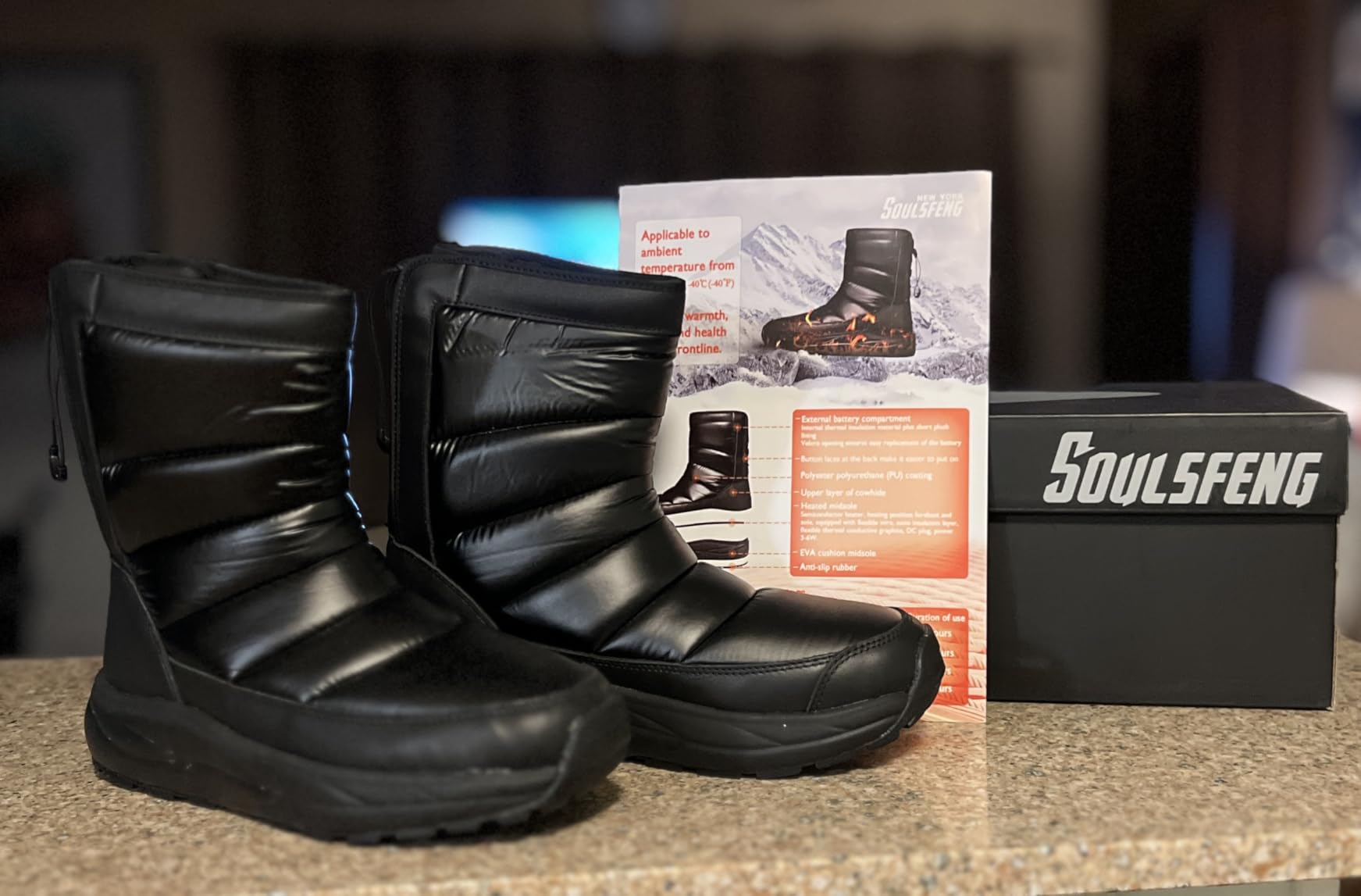 Soulsfeng Heated Boots for Men Women with APP Control, FuturaHeat-Nova Winter Waterproof Warm Snow Work Boot Rechargeable Electric Heating Foot Warmers customer photo 1