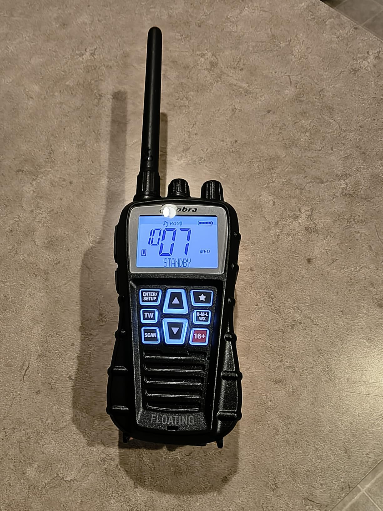 Cobra BlueBound 350 VHF Handheld Marine Radio, Black - 6-Watt, Floats | Long Range, NOAA Weather Alerts, International Functionality, IPX7 Waterproof, USB-C, Submersible, LCD Screen, Belt Clip customer photo 1