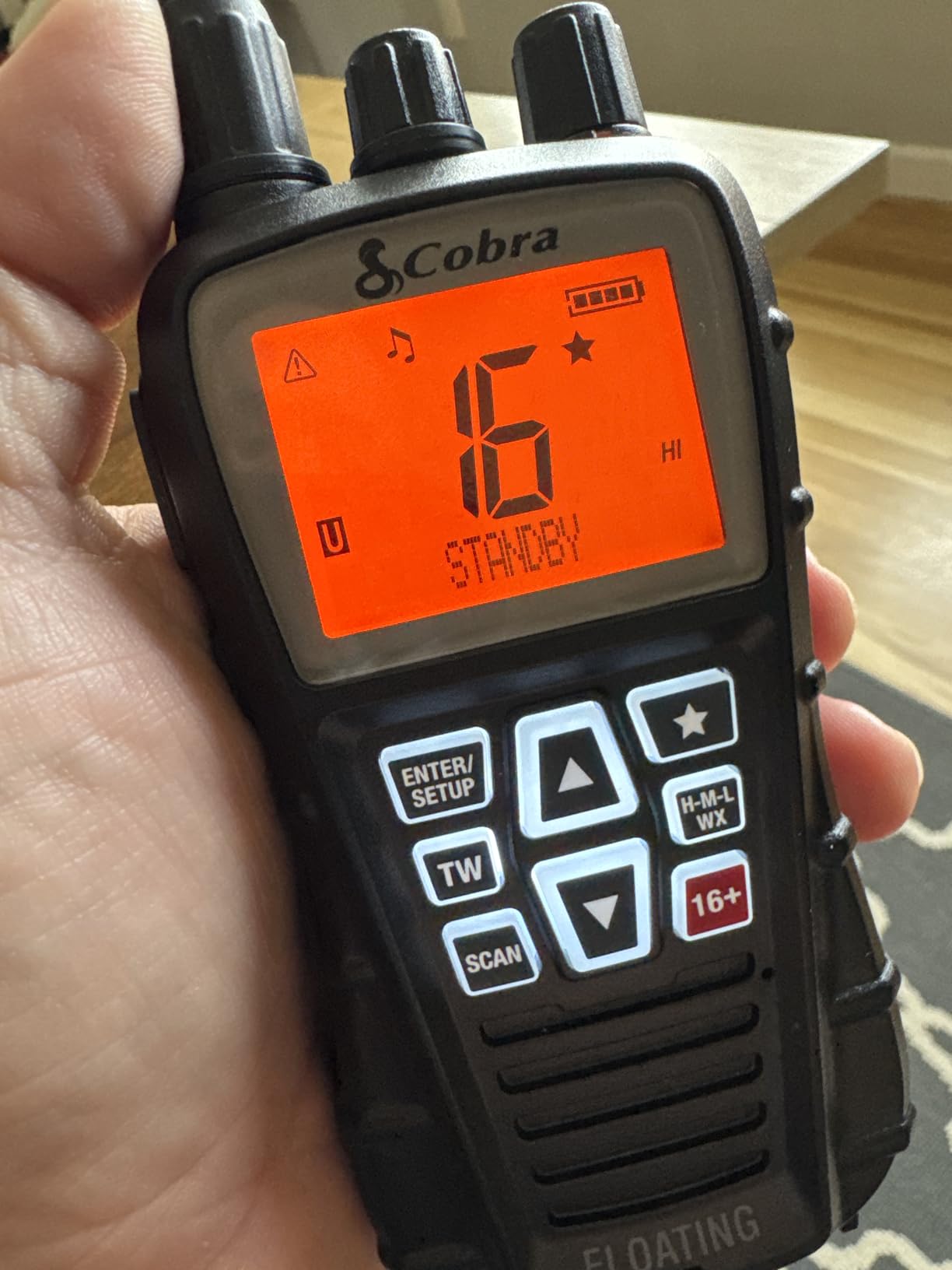 Cobra BlueBound 350 VHF Handheld Marine Radio, Black - 6-Watt, Floats | Long Range, NOAA Weather Alerts, International Functionality, IPX7 Waterproof, USB-C, Submersible, LCD Screen, Belt Clip customer photo 2