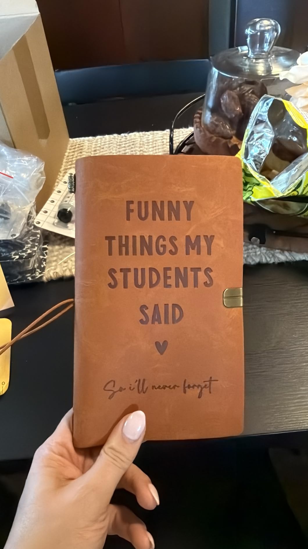 Afterprints Teacher Gifts - 'Funny Things My Students Said' Leather Notebook | Cute Teacher Appreciation Gifts for Women Men, Teachers Birthday Presents, Engraved Refillable Journal customer photo 1