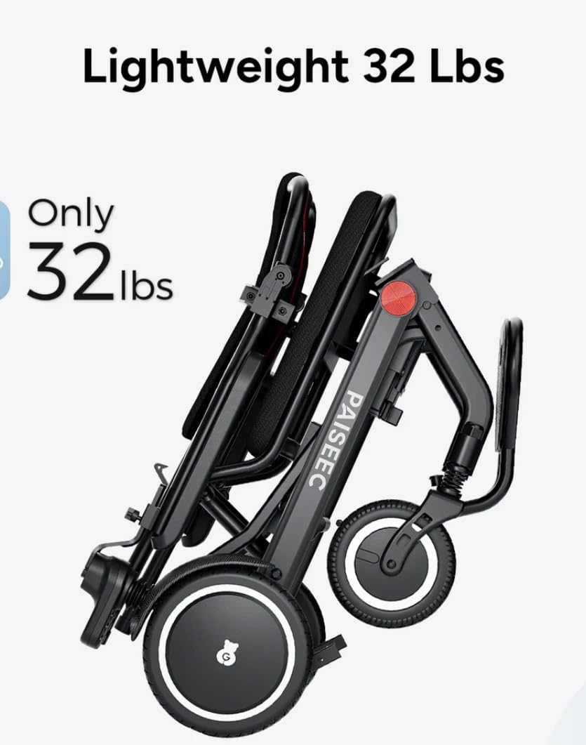 Paiseec Lightweight Folding Electric Wheelchair for Adults, Only 32 lbs | Portable Electric Wheelchair Foldable, Power Wheelchair Lightweight, Airline Approved for Travel, Outdoor & Indoor customer photo 2
