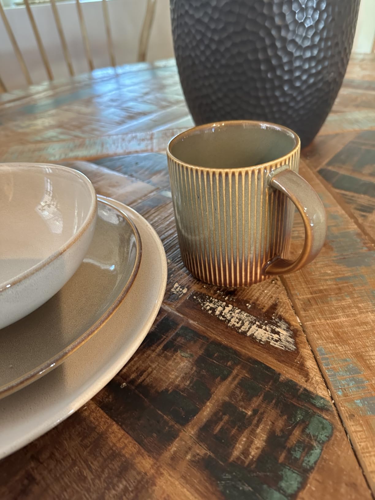 theterra Ceramic Coffee Mugs Set of 6, 14.2 oz Coffee Cups with Handle | Handmade, Suitable for Latte, Tea, Milk, Beer & Hot Cocoa customer photo 2