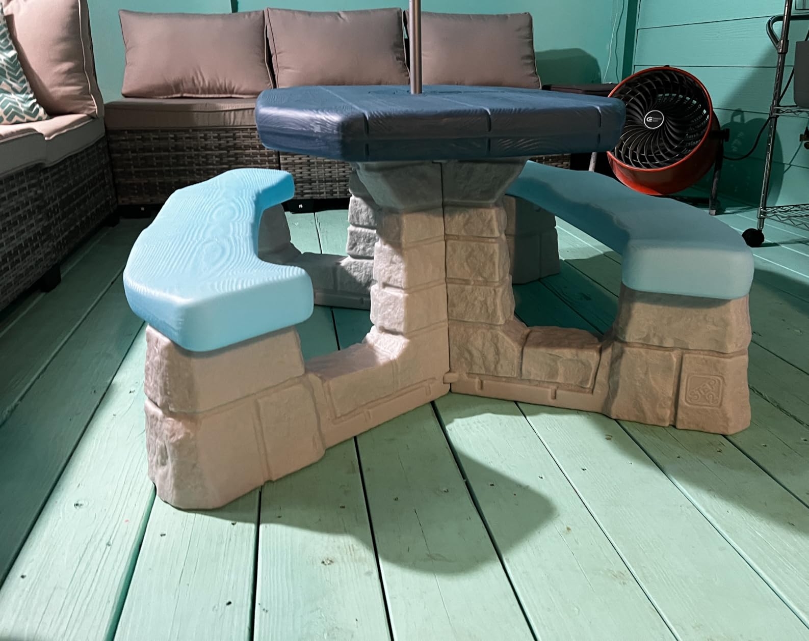 Step2 Sun and Fun Picnic Table with Umbrella for Kids, Outdoor Table and Bench Set, Seats 4, Ages 3+ Years customer photo 1