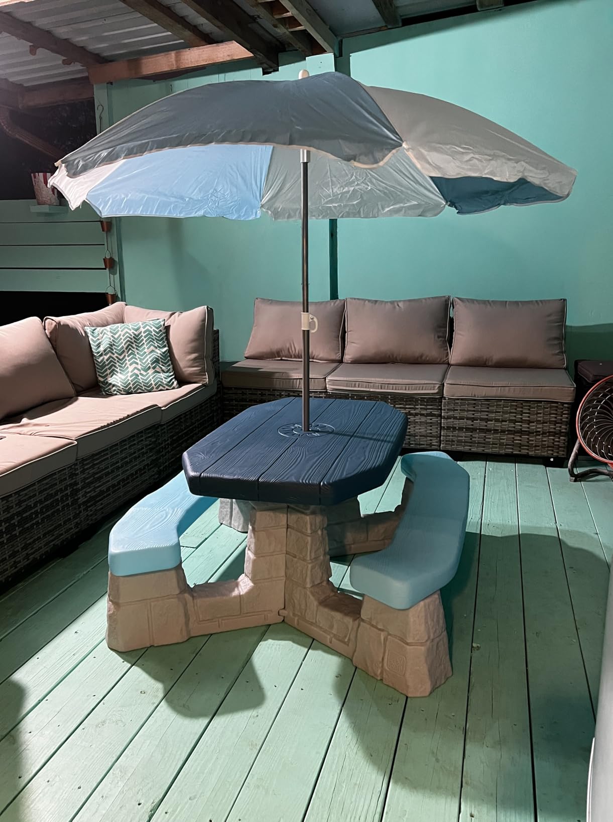 Step2 Sun and Fun Picnic Table with Umbrella for Kids, Outdoor Table and Bench Set, Seats 4, Ages 3+ Years customer photo 2