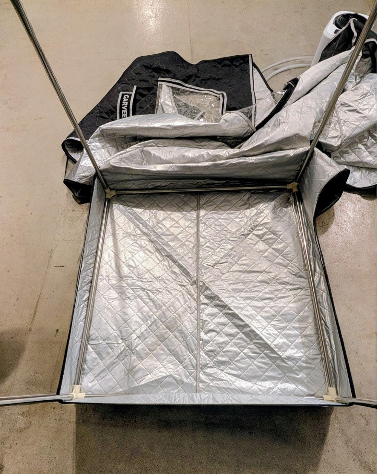 Garvee Sauna Box, Portable Sauna for Home with 4L 1500W Steamer, Explosion Roof Zip, 99 Mins Timer, Sauna Tent with 600D Encrypted Fibre, Easy Setup Quick Heat-Up Foldable Sauna for Home Spa (Grey) customer photo 2