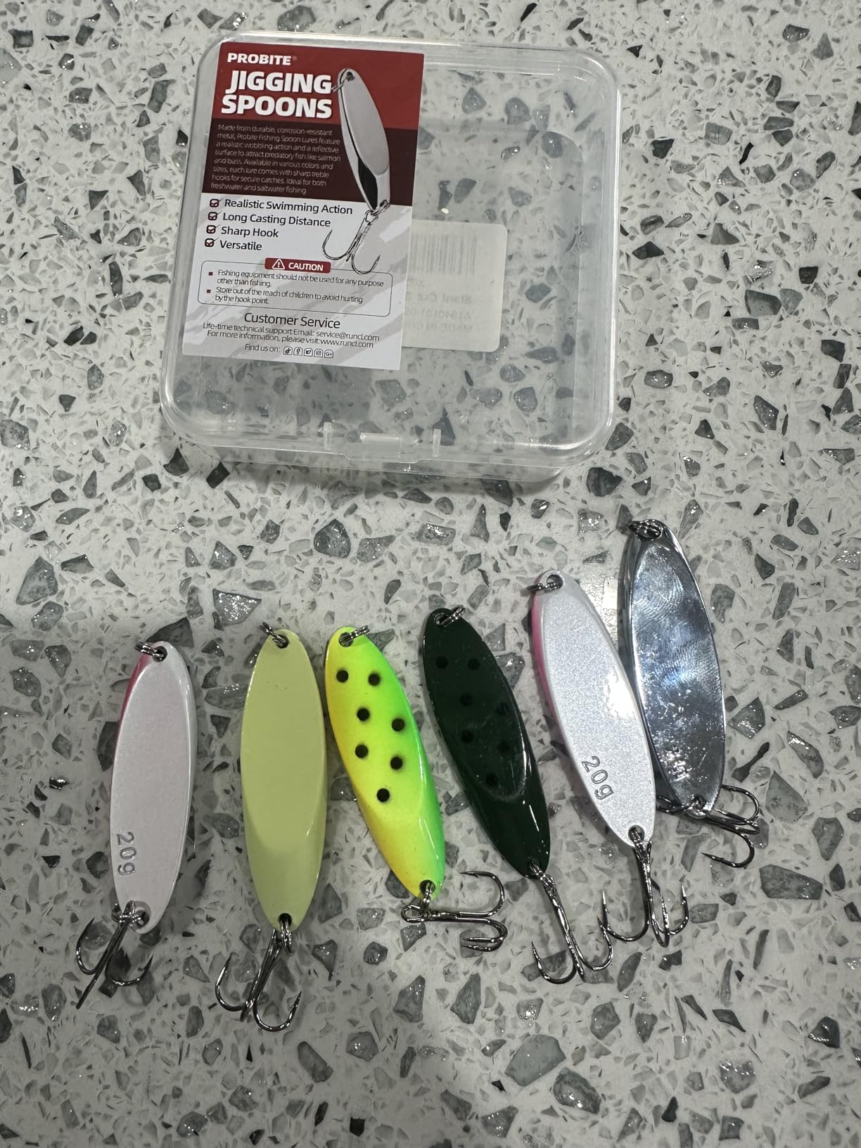 Jigging Spoon Fishing Lures, Slant Cut Metal Spoon with Glow, High Flash, Sharp Treble Hooks, Precision Wobble for Bass, Trout, Pike & Walleye customer photo 1