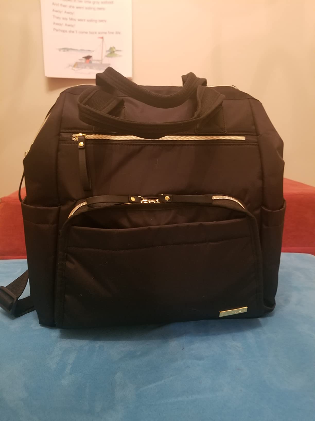Skip Hop Diaper Bag Backpack with Portable Changing Pad, 9 Total Pockets, Easy-Access Wipes Pocket, Zippered Side Pocket, Luggage Sleeve & Stroller Straps, Fits a 15