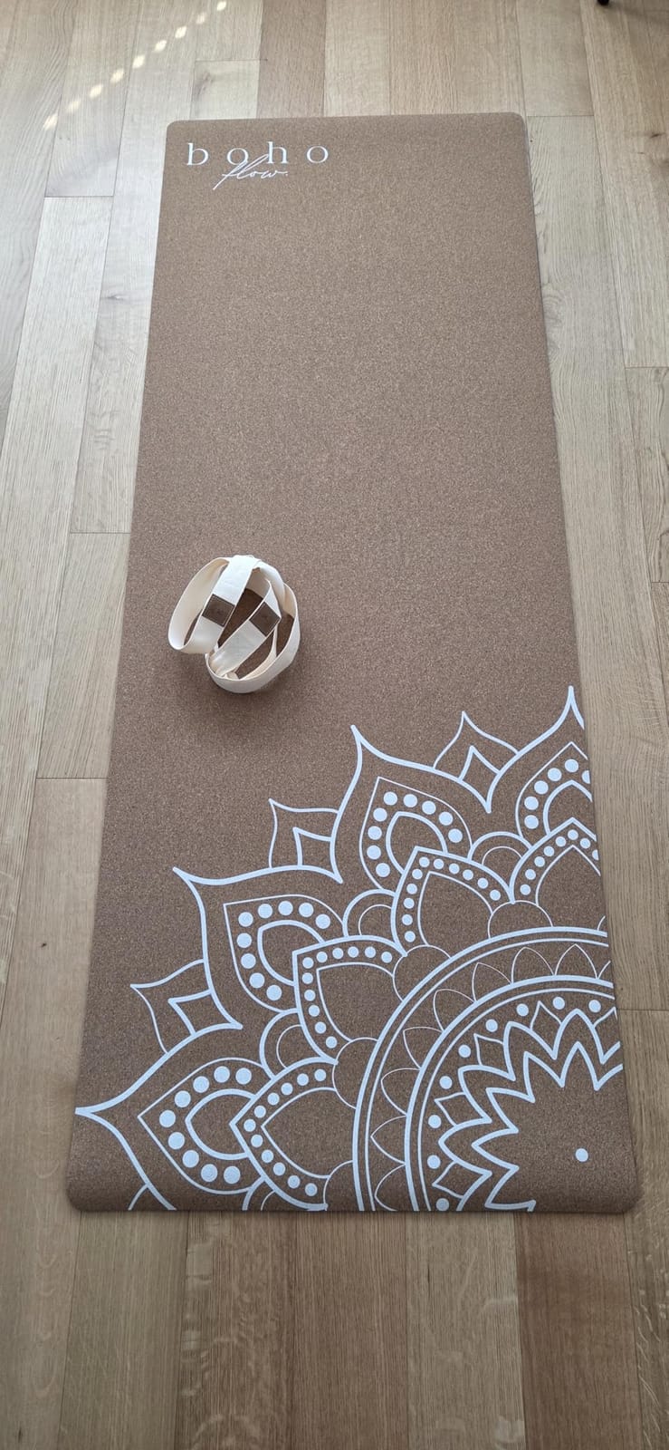 Designer Cork Yoga Mat - Signature Aesthetics on Quality Portuguese Cork with 5mm Solid Tree Rubber Base for Lasting Stability - Non Slip Grip, Odor Free and Non Toxic customer photo 1