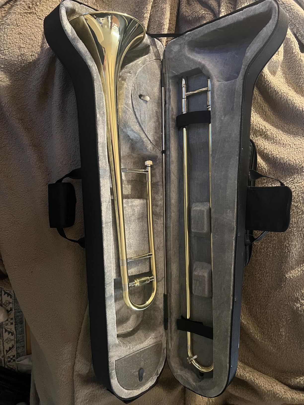 SONICAKE Bb Alto Slide Trombone for Beginners Students - Gold Lacquer Brass Trombone Full Kit with 7C Mouthpiece, Hard Case, Gloves & Cleaning Kit QTB-01 customer photo 1