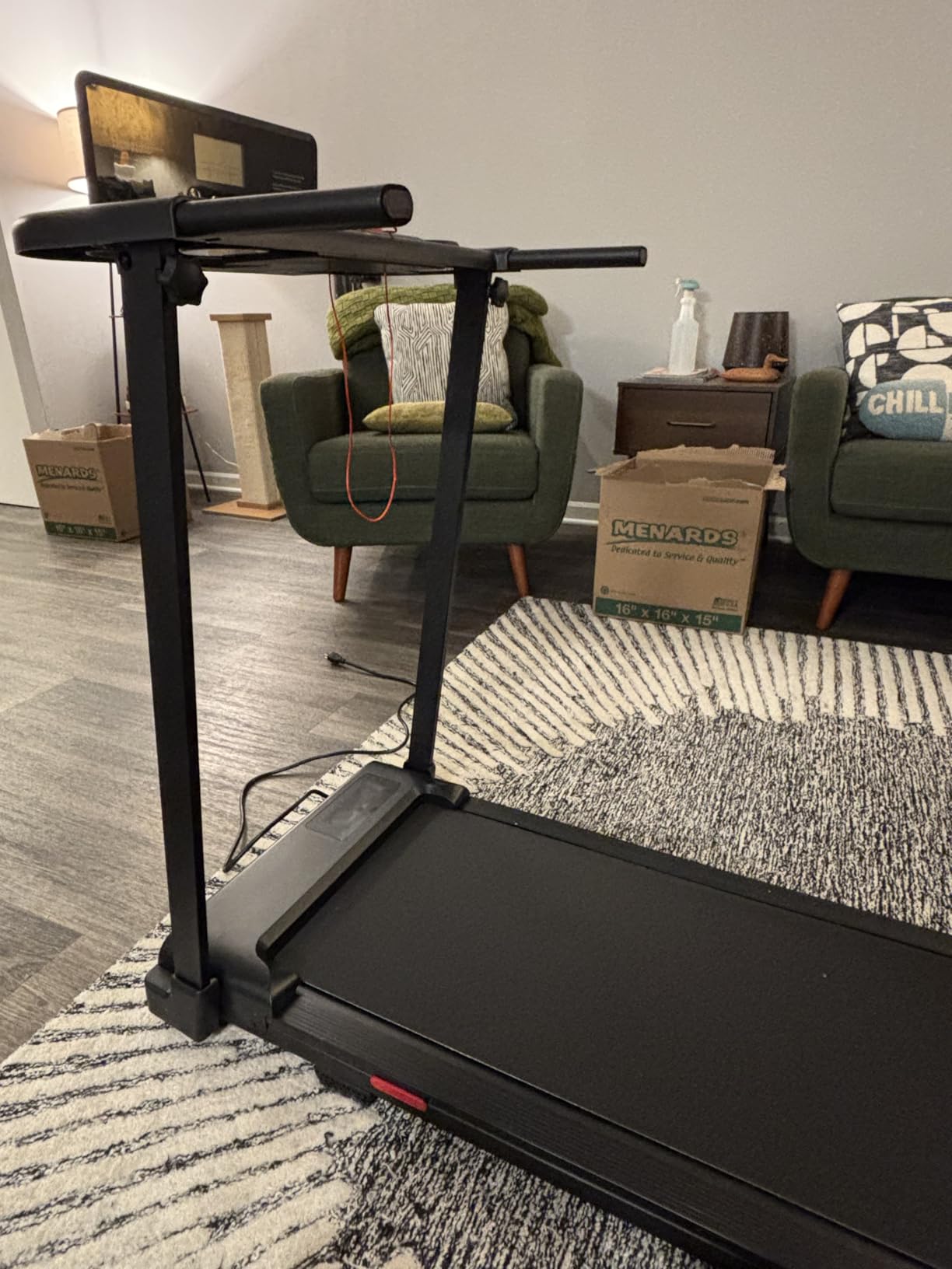 MCRG Portable Walking Pad Treadmill with Handle Bar Incline for Home Small, 3.5HP Electric Walking Pad Treadmill with Incline, Compact Mini Treadmill with Handles for Exercising, 0.6-10MPH, 400LBS customer photo 1