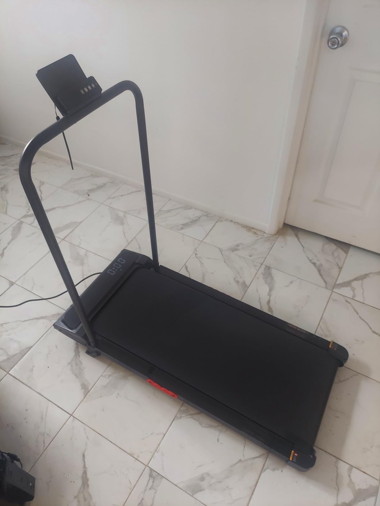 MCRG Portable Walking Pad Treadmill with Handle Bar Incline for Home Small, 3.5HP Electric Walking Pad Treadmill with Incline, Compact Mini Treadmill with Handles for Exercising, 0.6-10MPH, 400LBS customer photo 2