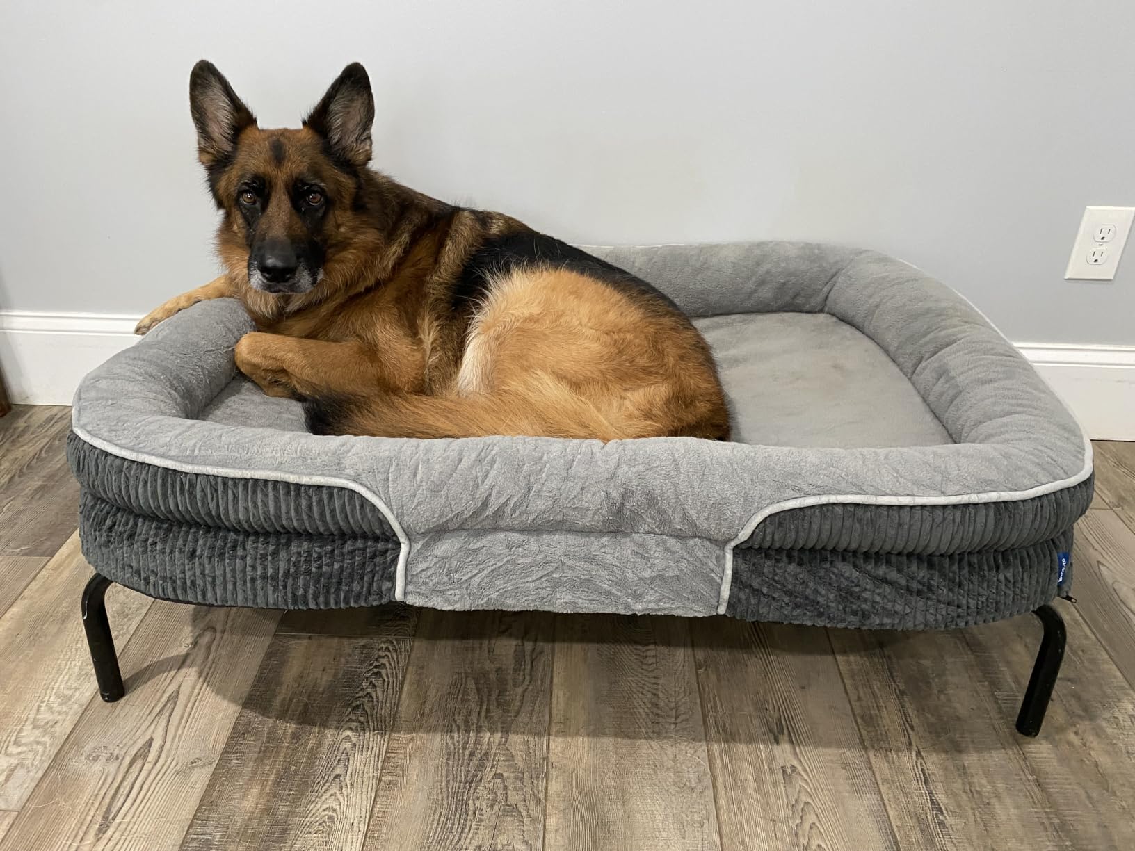 Bedsure Orthopedic Dog Beds Large Sized Dog - 360 Oval Bolster Large Dogs Bed for Senior Dogs with Waterproof Washable Cover, Big Comfort Pet Sofa Couch with Ultra-Soft Fleece, Grey, 35