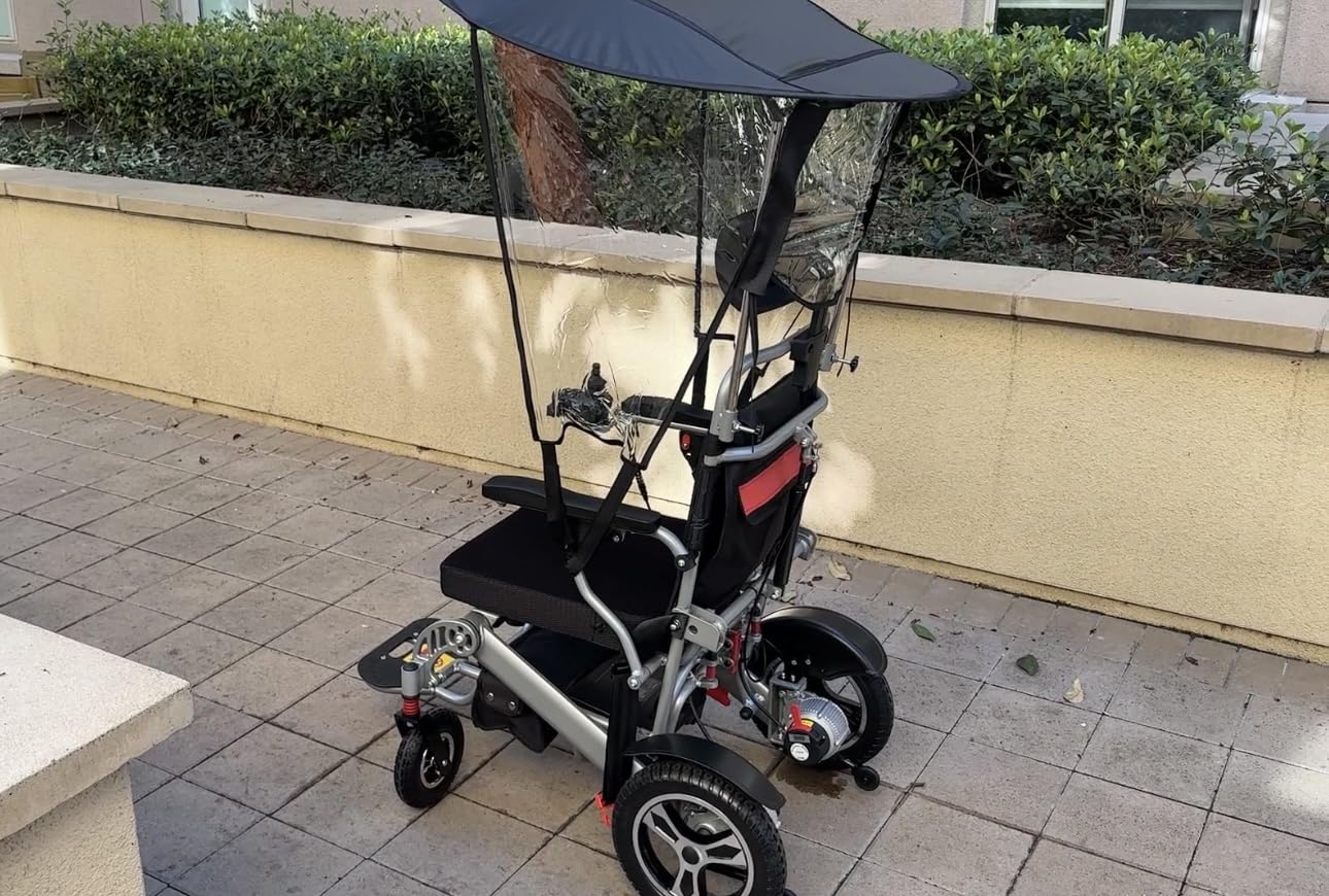 Foldable Lightweight Electric Wheelchairs for Adults, Portable Power Motorized Wheelchair with Detachable Canopy, 40 Miles Range, 600W Brushless Motors, Reclining Backrest, Led Light, 400 lbs Capacity customer photo 1
