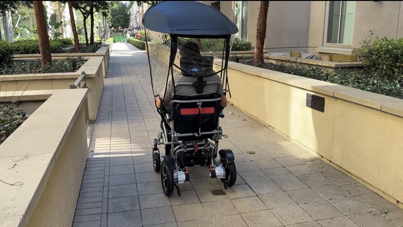 Foldable Lightweight Electric Wheelchairs for Adults, Portable Power Motorized Wheelchair with Detachable Canopy, 40 Miles Range, 600W Brushless Motors, Reclining Backrest, Led Light, 400 lbs Capacity customer photo 2
