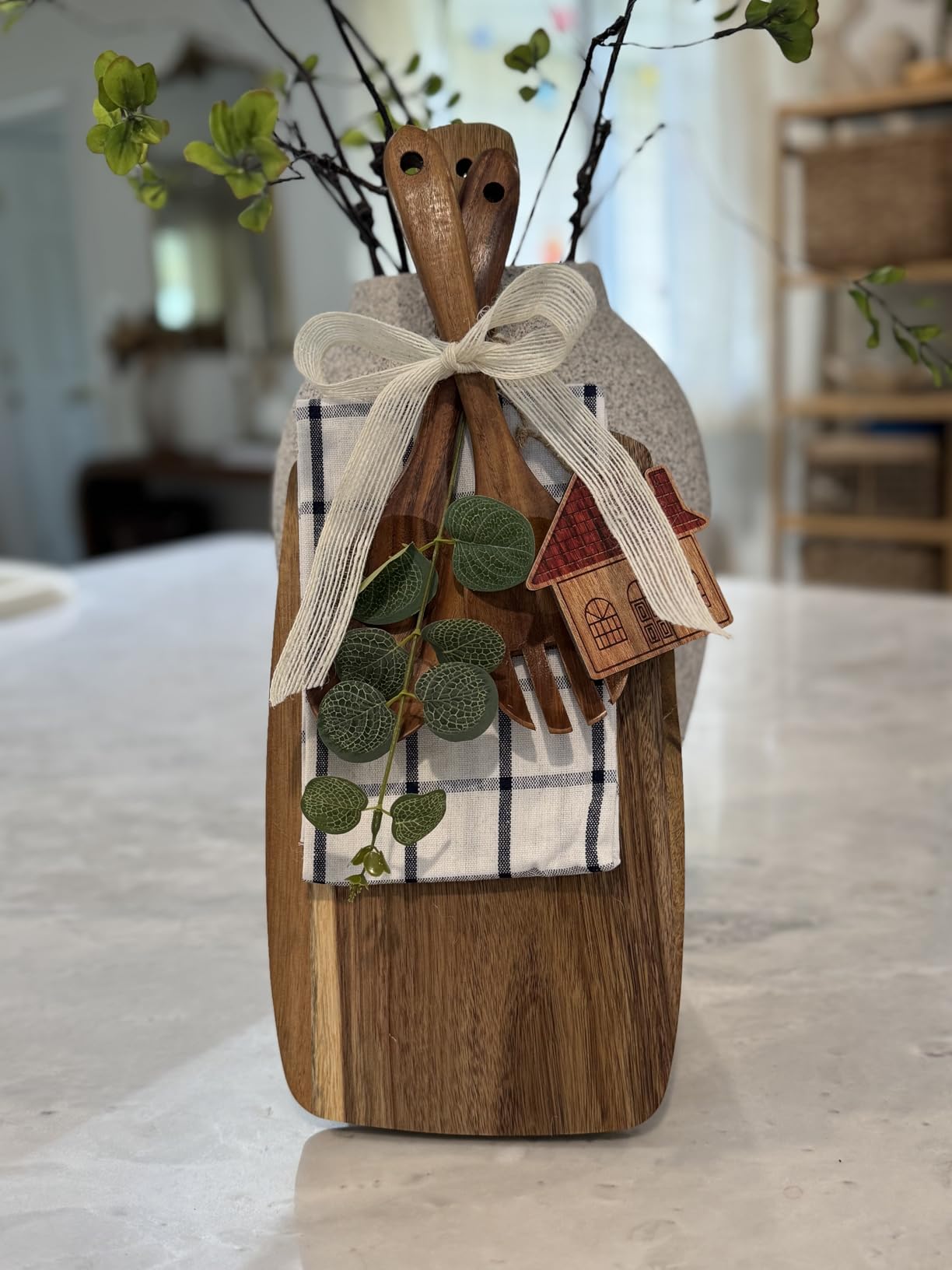 The Perfect Housewarming Gift! Wooden Cutting Boards Set with Utensils & Napkin - Charcuterie, Cheese, Serving Tray for New Home, Kitchen Decor customer photo 1