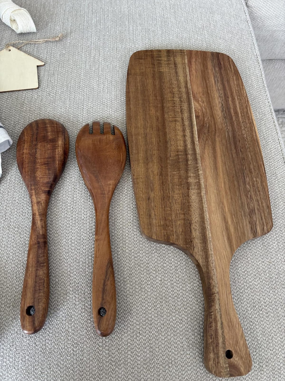 The Perfect Housewarming Gift! Wooden Cutting Boards Set with Utensils & Napkin - Charcuterie, Cheese, Serving Tray for New Home, Kitchen Decor customer photo 2