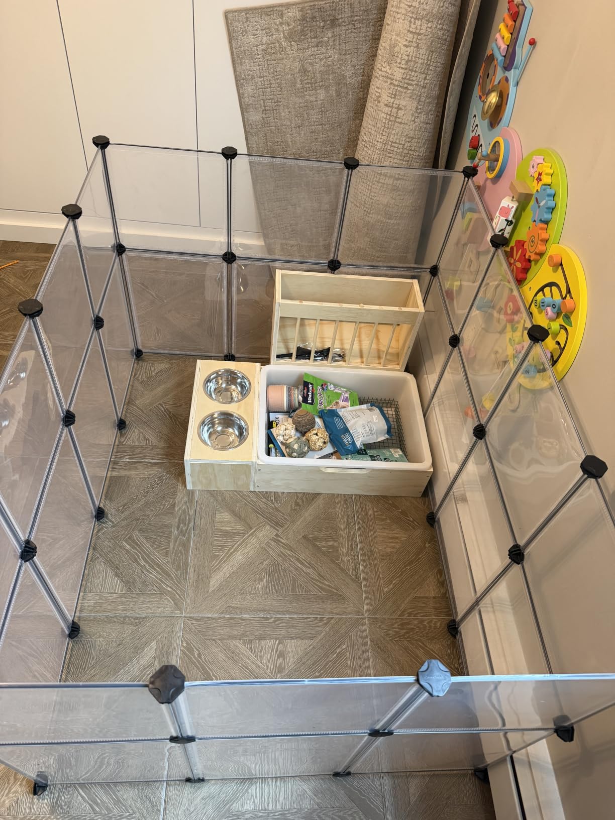 SONGMICS Guinea Pig Cage, Rabbit Cage, Small Animal Playpen with Waterproof Mat, Top and Side Door, 20 Panels, 48.4 x 24.8 x 16.3 Inches, Ink Black ULPI012BH01 customer photo 1