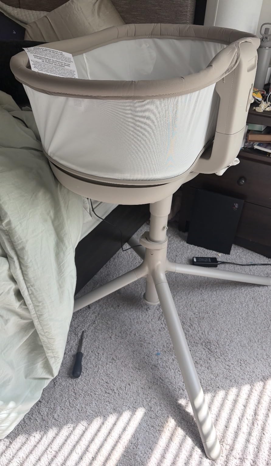 HALO BassiNest Connected Swivel Sleeper 3.0 - Smart Bassinet with AutoSoothe(TM), 360° Swivel, Cry Detection, Rocking, Vibration & Soothing Sounds, Easy Lowering Wall, Warm Grey customer photo 2