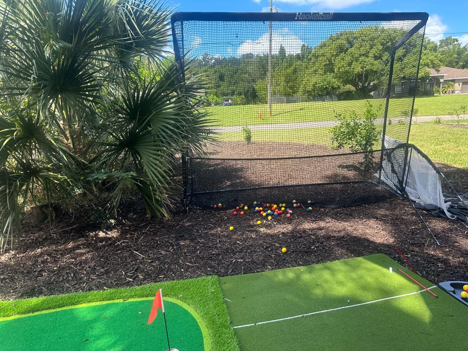 Haokelball Golf Practice Net 10x8FT Driving Hitting Net & Simulator Cage | Backyard Outdoor, Indoor Golf Simulator, Real Ball Practice, Impact Screen, Ball Return, Side Barriers, Projection Ready customer photo 2