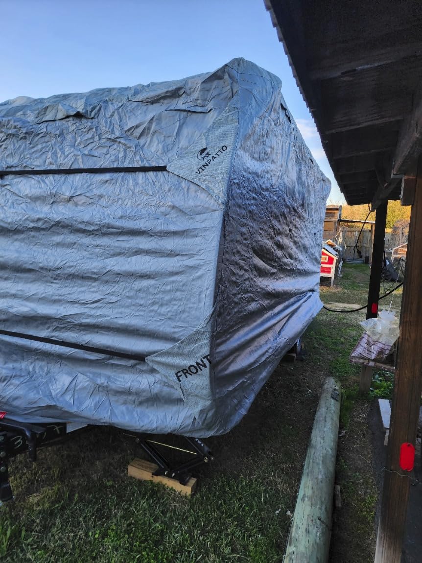 VINPATIO RV Cover 20-22ft: 9 Layers Heavy Duty RV & Trailer Cover, Travel Trailer Cover, Camper Cover, Toy Hauler Cover with Extra Windproof Straps, Tongue Jack Cover, Gutter Covers customer photo 1