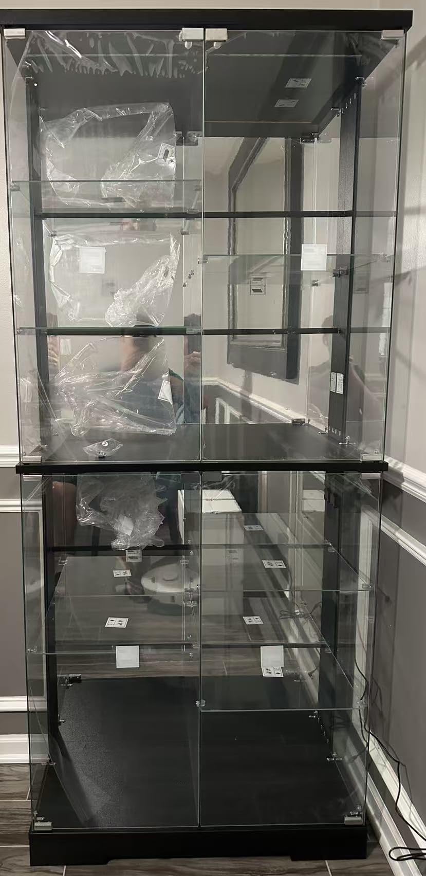 Lvifur 10-Tier Glass Display Cabinet with RGB Light and Motion Sensor, Black | 71''H Lockable Curio Cabinet with Glass Doors, China Cabinets with Removable Shelves for Collectibles, Lighted Showcase customer photo 2