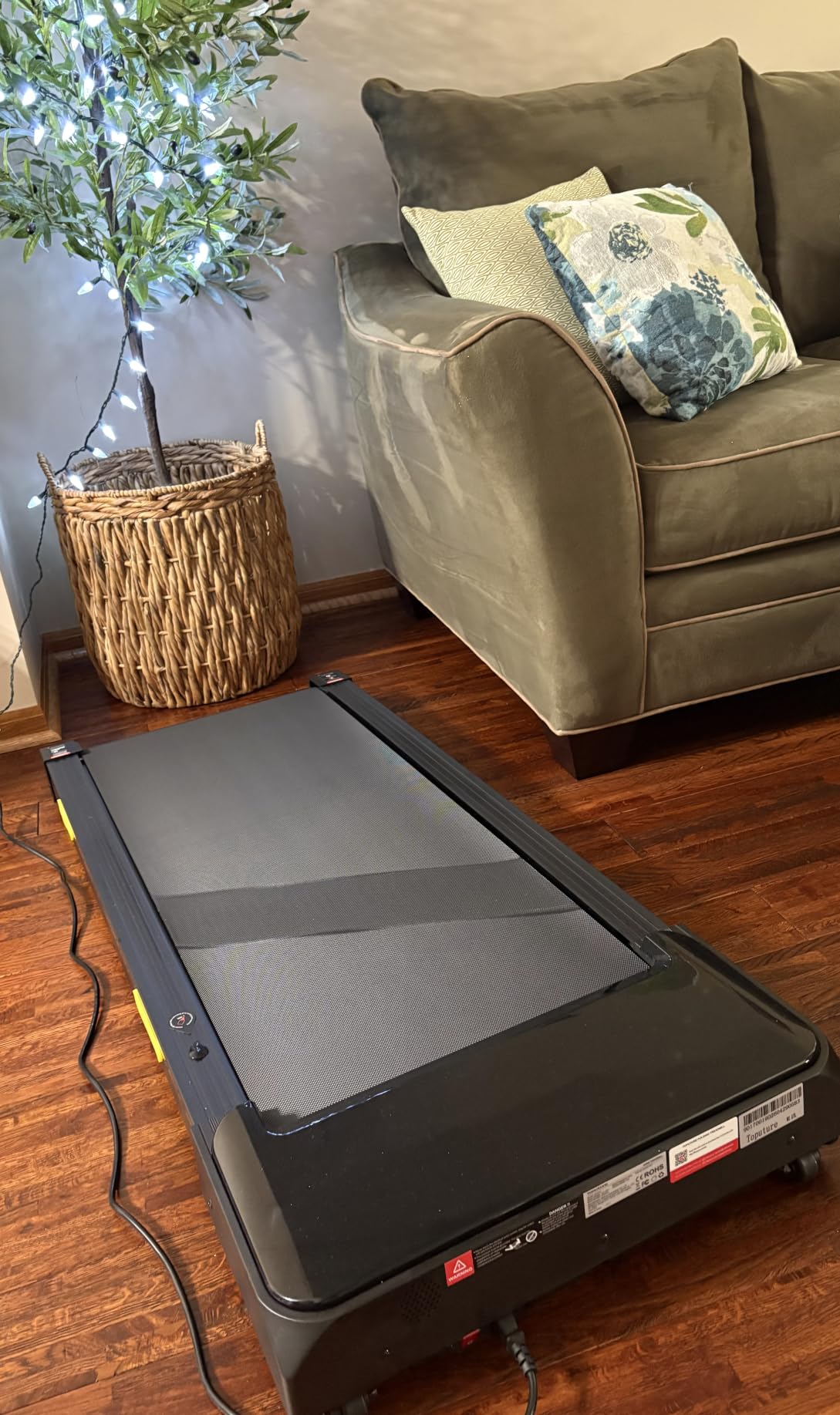 TOPUTURE Walking Pad Treadmill with 15% 15-Level Auto Incline, 3.0HP Quiet Brushless Under Desk Treadmill, Compact Treadmills for Home/Office, RGB LED Screen, Bluetooth Speaker, Remote/App Control customer photo 2