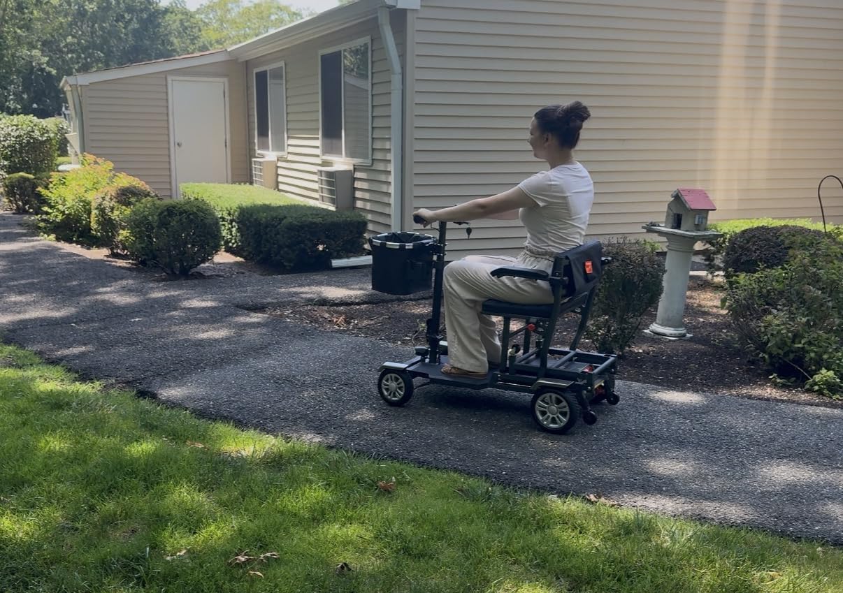 Lightweight Mobility Scooters for Seniors and Adults, Foldable 4-Wheel Motorized Scooter with Storage Crate & Basket, Aluminum Frame, 450W Brushless Motor, Led Light, 25 Miles Range, 400Lbs Capacity customer photo 2