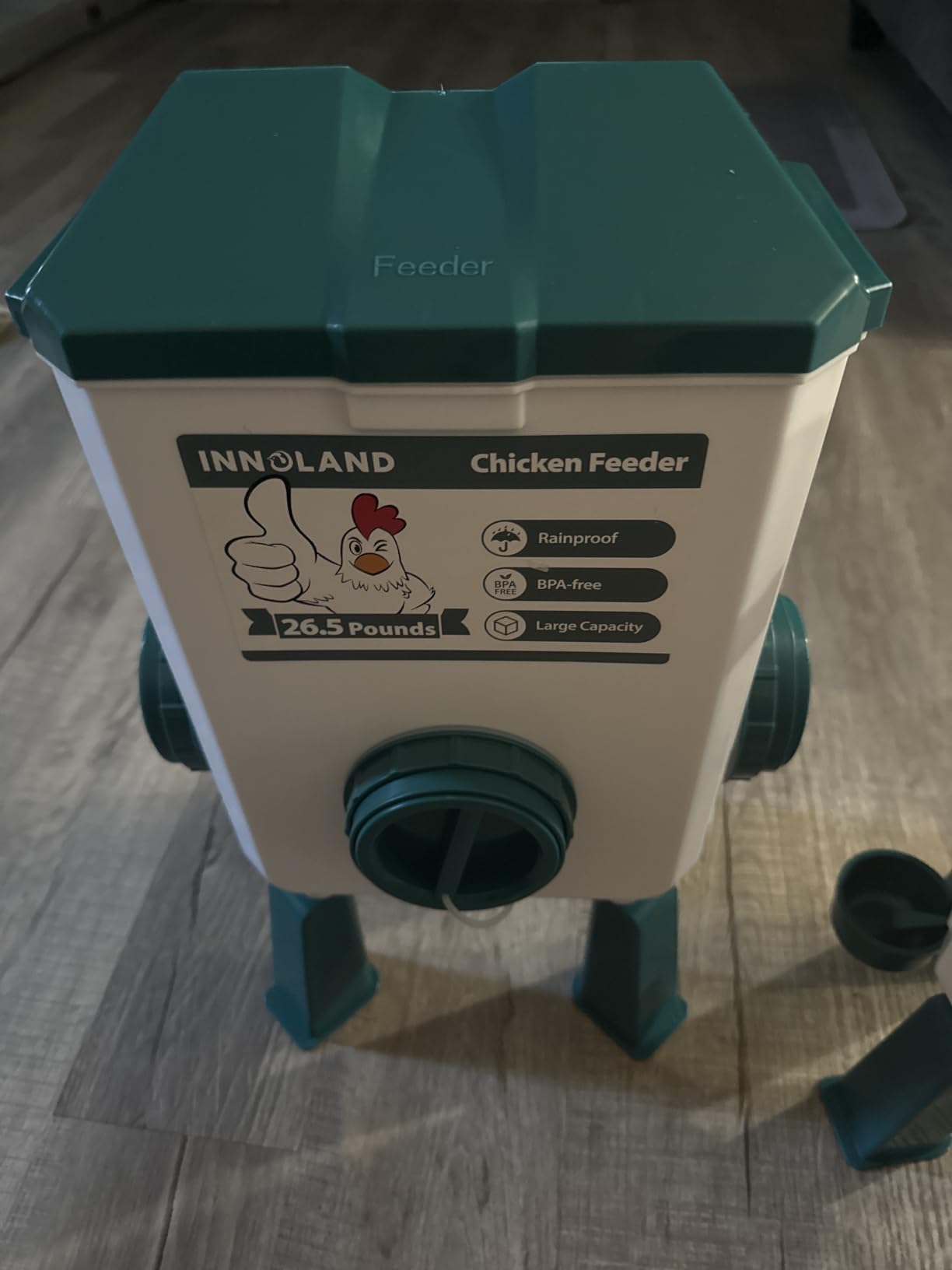INNOLAND Chicken Feeder and Waterer Set - 3 Gallon/26.5 Pounds | Automatic Chicken Waterer, 4 Cups & 4 Feeder Ports, No Waste Poultry Feeders & Waterers, Chicken Coop Accessories for Poultry customer photo 2