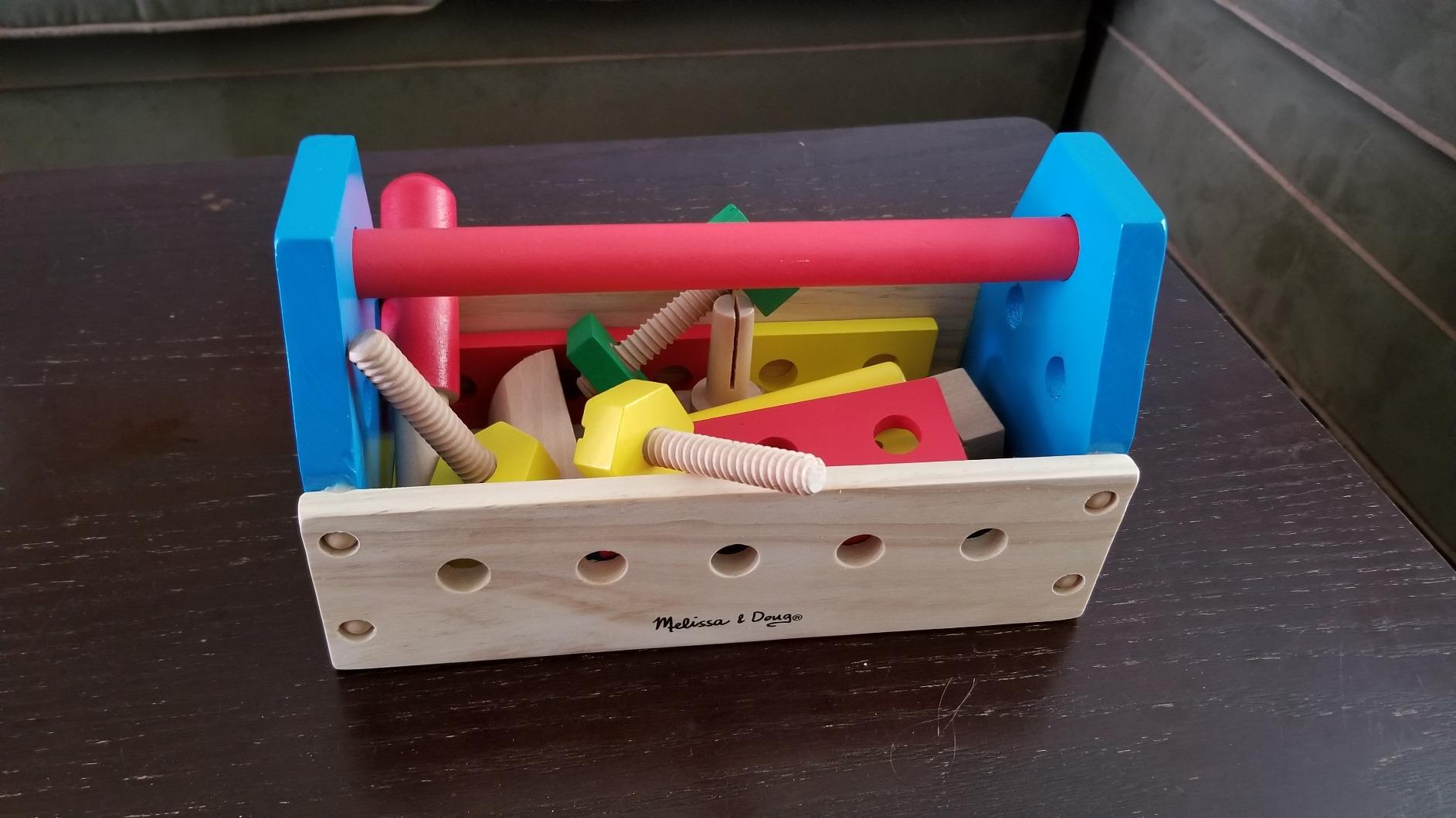 Melissa & Doug Take-Along Tool Kit Wooden Construction Toy (24 pcs) | 24 Wooden Pieces, Kid Friendly Tools, Montessori Inspired, Pretend Play Construction Toys, Preschool Toys for Kids, Ages 3+ customer photo 1
