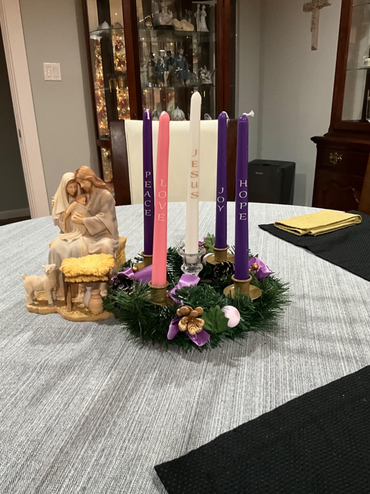 Purple Ribbon Advent Wreath by Vermont Christmas Company - Durable Construction - 11