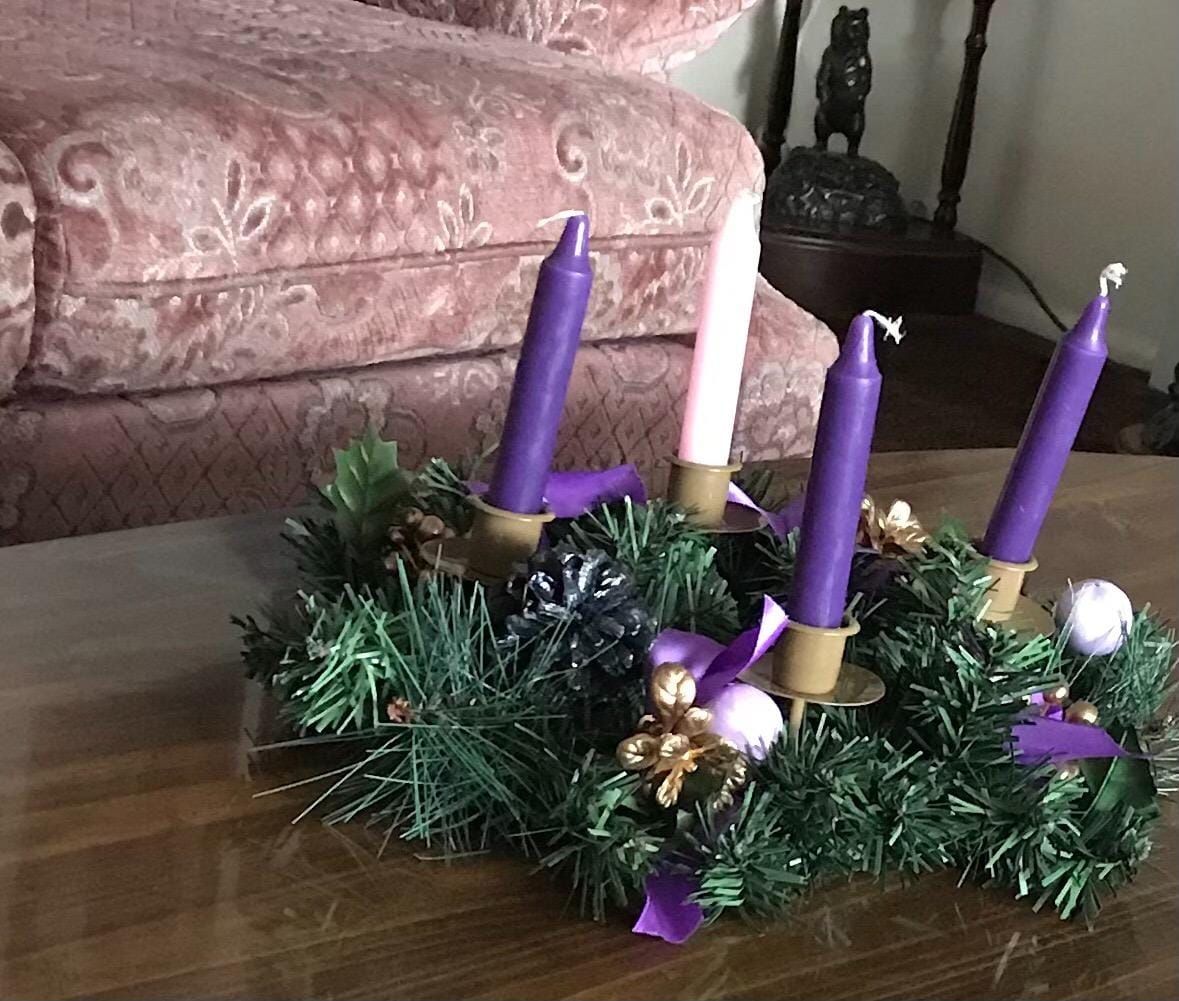 Purple Ribbon Advent Wreath by Vermont Christmas Company - Durable Construction - 11