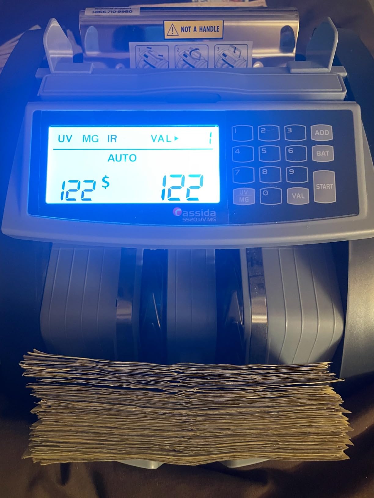 Cassida Money Bill Counter| Business Grade| 1,300 Notes/Min| 5520 UV/MG customer photo 2
