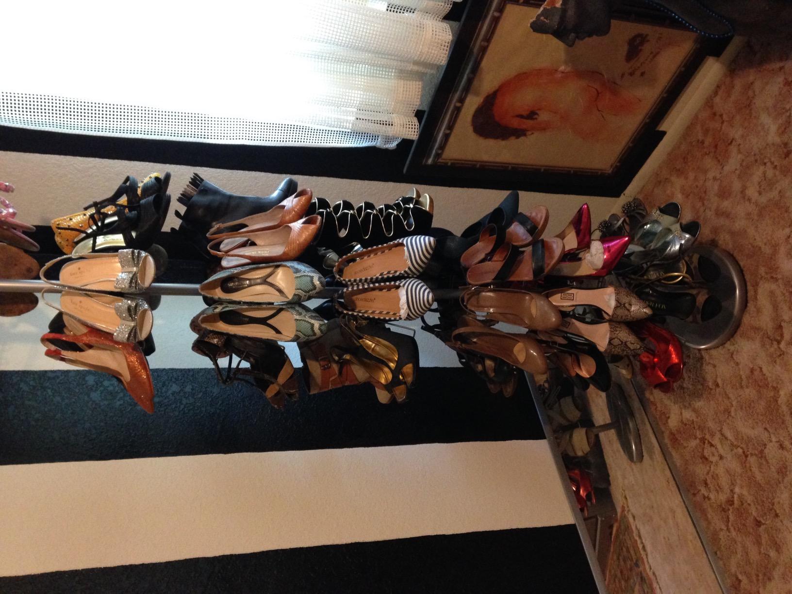 Household Essentials 2197-1 Floor to Ceiling Adjustable 6-Tier Revolving Shoe Rack with Basket - Silver customer photo 1