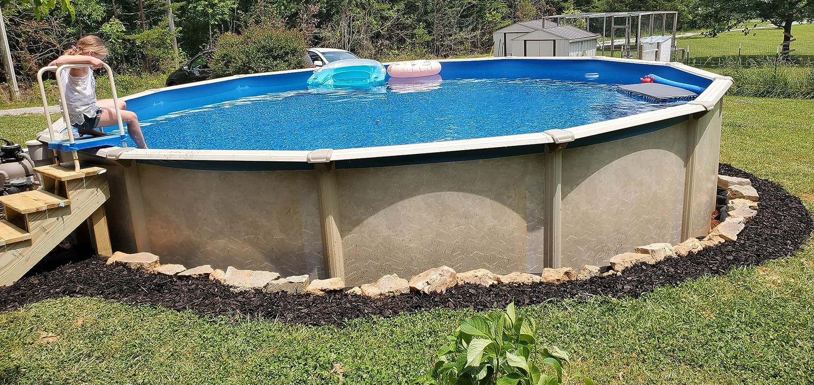 Swimline 24 Feet Round Overlap Above Ground Pool Liner Standard Gauge with Swirl Bottom Design and LamiClear Protection Against Fading, Blue customer photo 1