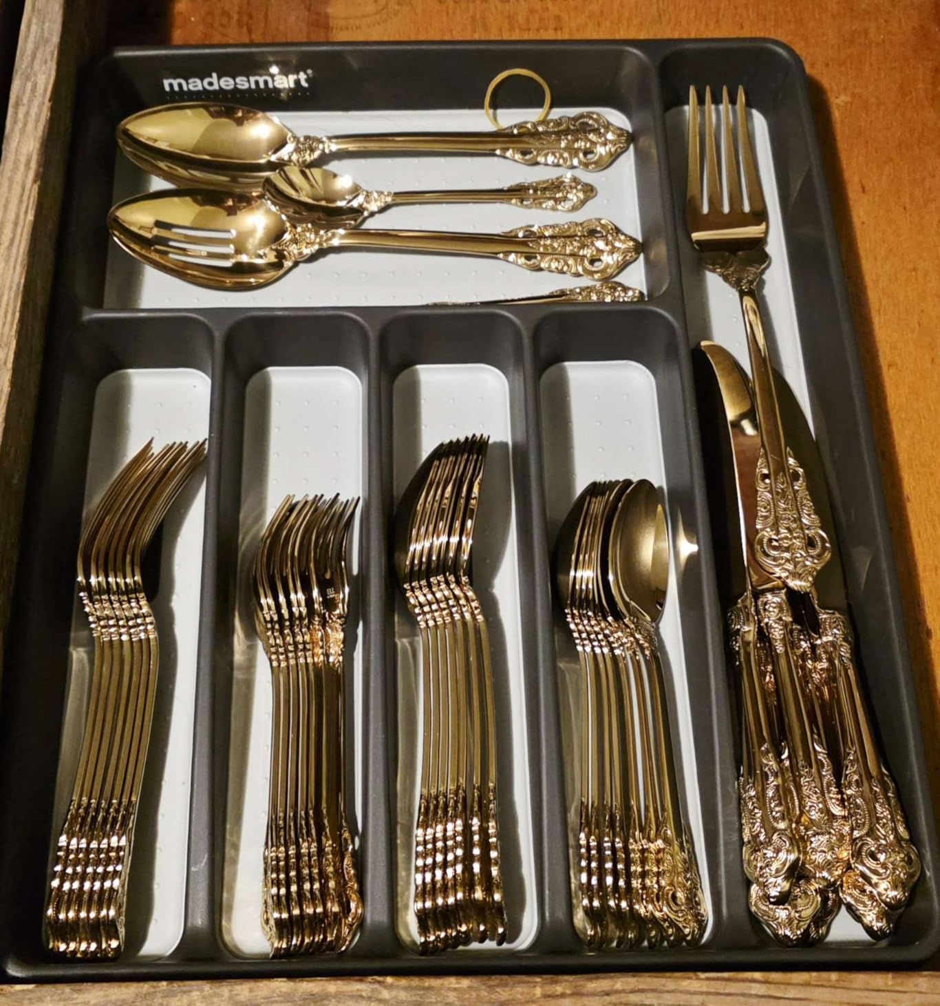 madesmart Classic 6 Compartment Silverware Tray, Granite customer photo 1