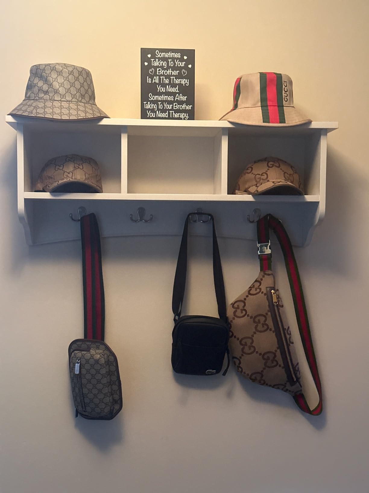 Shaker Cottage Wall-Mounted Coat Rack with 3 Storage Cubbies and 4 Coat Hooks - 36