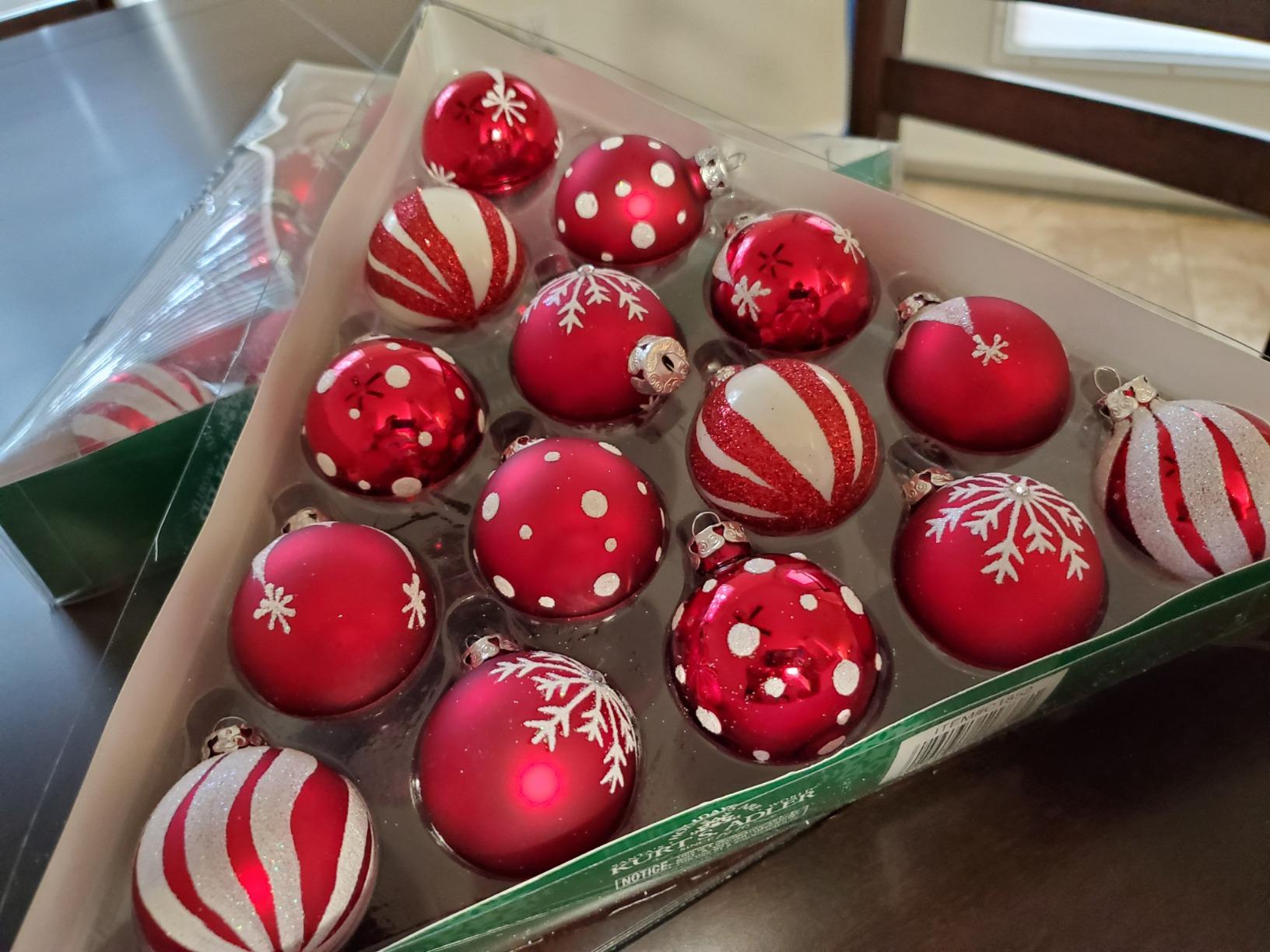 Kurt Adler 1.57-Inch Red/White Decorated Glass Ball Ornament Set of 15 customer photo 1