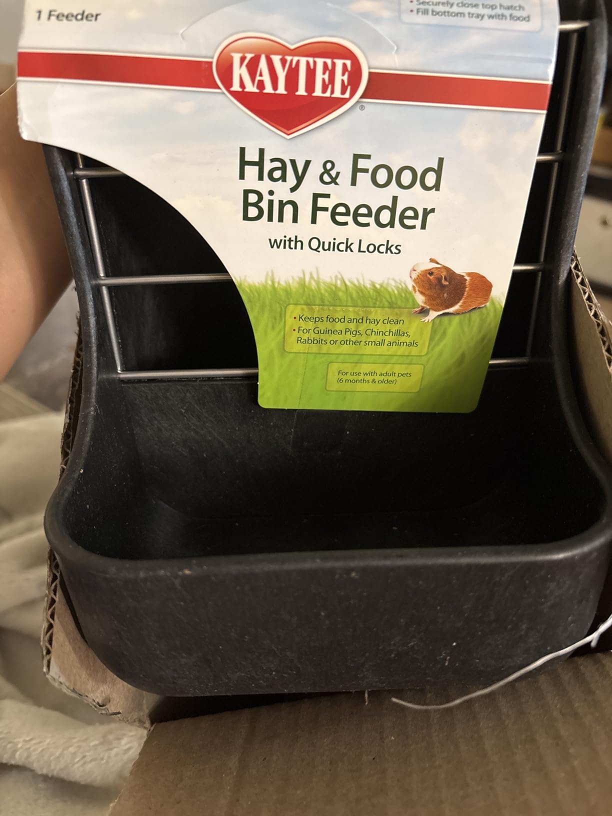 Kaytee Hay & Food Bin Feeder With Quick Locks For Pet Rabbits, Chinchillas, Guinea Pigs and Other Small Animals customer photo 1